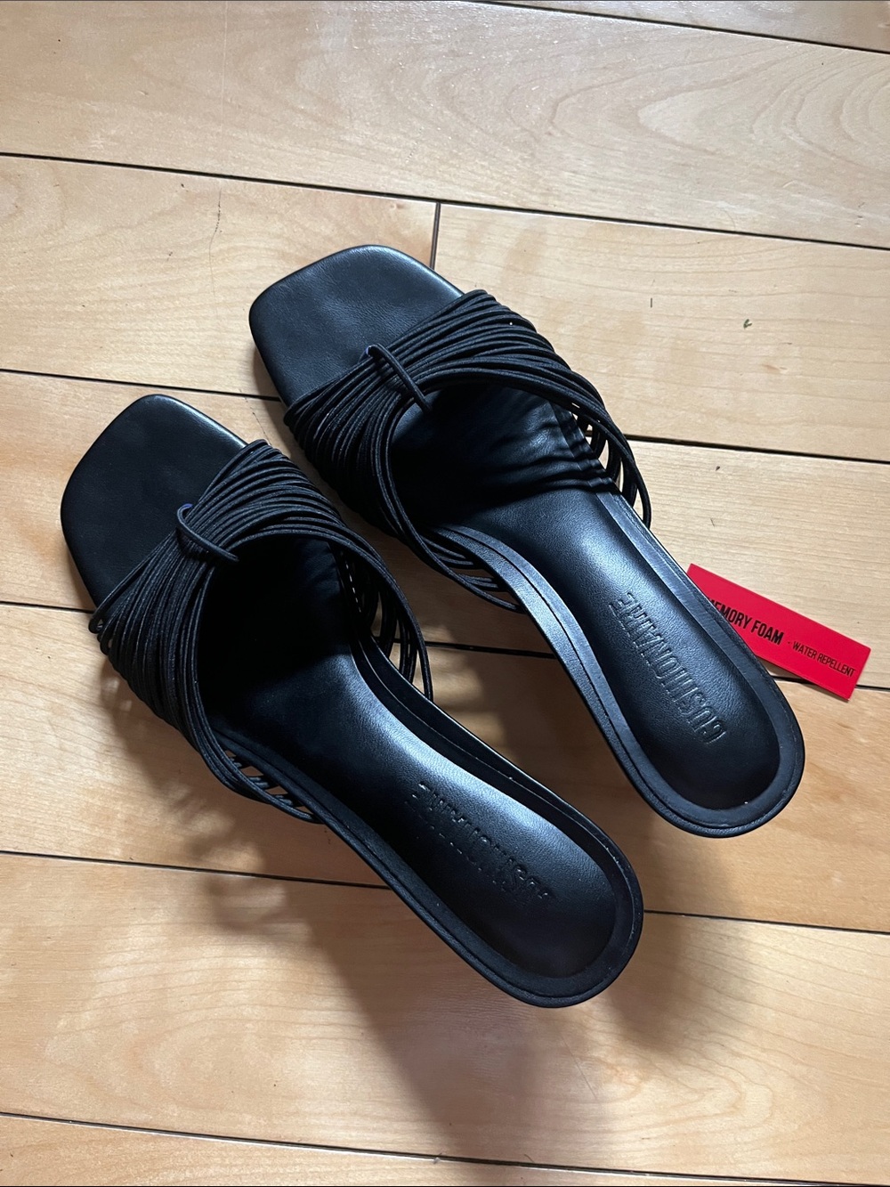 Black Strappy Slide Sandals - Women